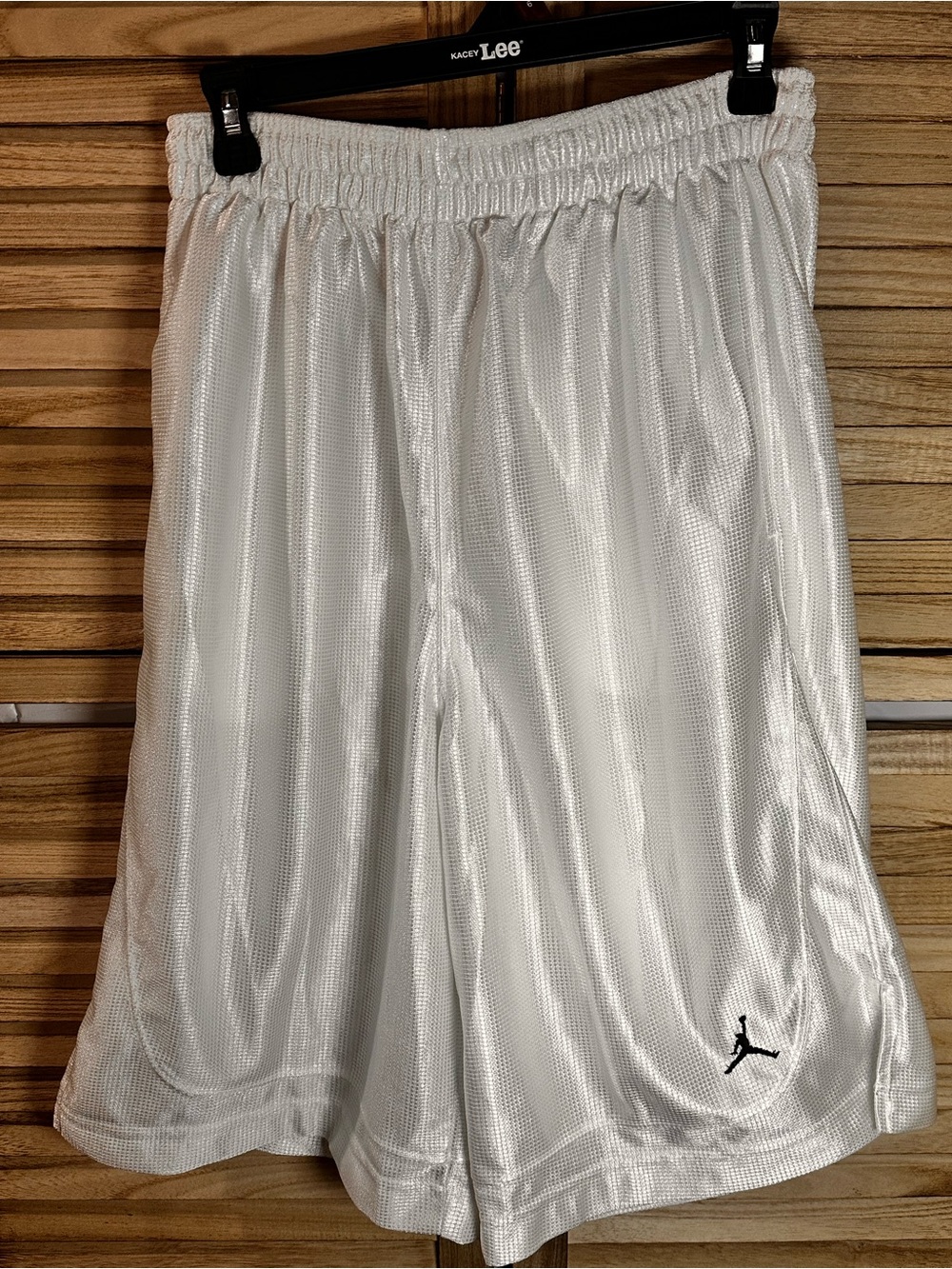 Jordan White Mesh Basketball Shorts with Black Jumpman